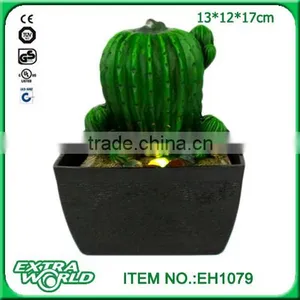 Polyresin Mini Tabletop Water Fountain Indoor Cactus Style Fountain thumbnail-3
