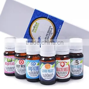 Set of 6 100% Pure, Best Therapeutic Grade Essential Oil - 6/10mL (Breathe, Good Night, Head Ease, Muscle Relief, Stress Relief, thumbnail-1