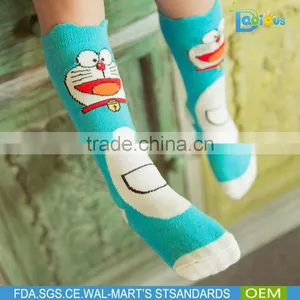 Cheap Best Quality Girls Knee High Socks Cartoon Blue Cat Long Socks for 0-6 Years thumbnail-3