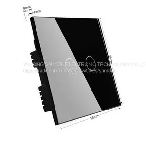 UK Standard Two Gang One Way Crystal Glass Panel Touch Light Switch,110V/250V Wall Switch thumbnail-3