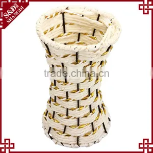 Cheap White & Gold Paper Rope Handcraft Mini Decorate Baskets for Indian Wedding thumbnail-2