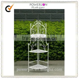 Outdoor Antique White Iron Flower Shelf thumbnail-1