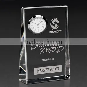Optical Crystal Freestanding Award Crystal Clock thumbnail-2