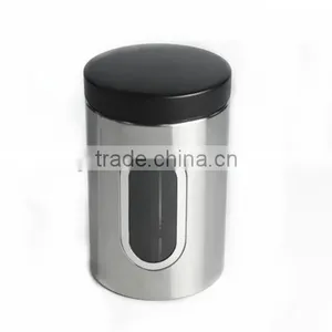 Kitchen Stainless Steel Coffee Jar With Window Show thumbnail-6