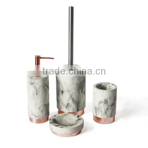 Chinese Ink Painting Black and White Marble Look Plain Concrete Toilet Washing Accessories thumbnail-1