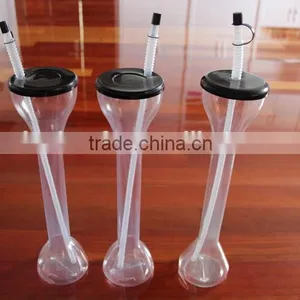 Plastic Beer Cup Yard Glass Yard Slush Ice Cup Yard Beer Slush Cup With Lid and Straw thumbnail-2