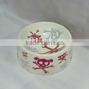 Skull Ceramic Dog Bowl thumbnail-1
