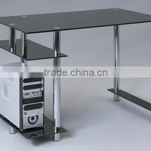 Metal Frame Design Modern Glass Computer Table thumbnail-6