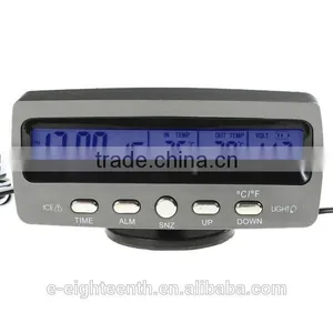 High End 2016 New 12V Car Voltage Monitor Battery Alarm Clock Display Temperature Thermometer thumbnail-1