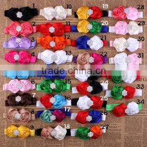 Rolled Handmade Rose Flower Headband Satin Flower Hair Band thumbnail-4