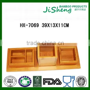 Multi-function Bamboo Office Stationery Holder thumbnail-1