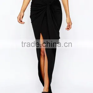 2016 Western Fashion Wholesale Wrap Bodycon Fit Slit Maxi Long Ladies Skirts for Women thumbnail-3