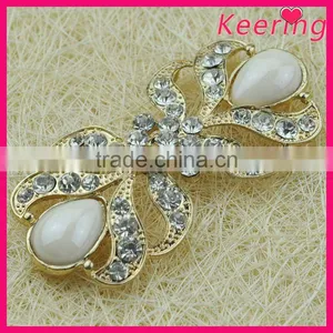 Fashionable Wholesale White Bead Rhinestone Flower Metal Button WBK-1508 thumbnail-4
