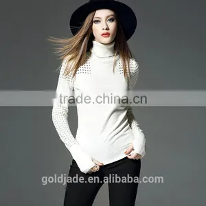 100% Cashmere Knitting Women Turtleneck Pullover Sweater Sweet Bottoming Shirt thumbnail-1