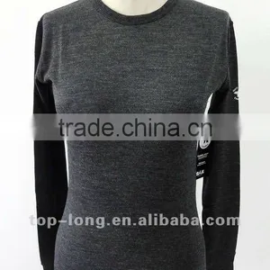 100% Merino Charcoal Base Layer Women Thermal Suit of Ladies Crew thumbnail-1