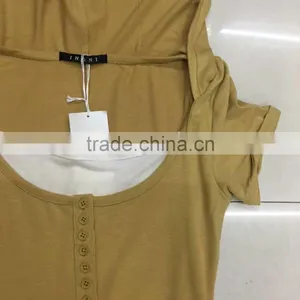Factory Closeout Women Fashion Yellow Cute T-shirt With Hoodies thumbnail-3