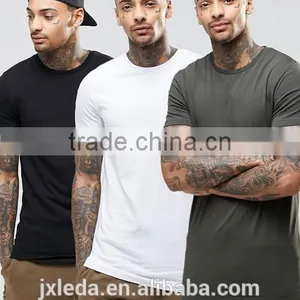 2016 Longline Short Sleeves Plain Crewneck Slim Fit Muscle t Shirt Wholesale thumbnail-1