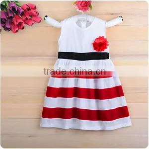 Children Girls Flower Dresses Red and White Striped Princess Dress for 1-6 Years Girl's Wear SV000318 thumbnail-1
