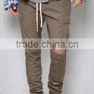 Drop Skinny Destroyed Athletic Cargo Joggers thumbnail-1