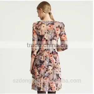 New Design Ladies Clothes Flower Fancy Dress Costumes Custom Dress Shirts With Seeve thumbnail-1