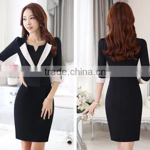 Wholesale Fashion Spring Knee Length 3/4 Sleeve Latest Women Formal Office Dresses thumbnail-6