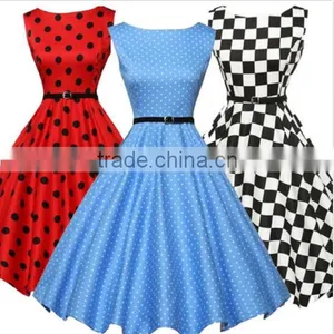 Walson Walson Women's Polka Dot 1950s Vintage Retro Rockabilly Sleeveless Evening Party Dress thumbnail-1