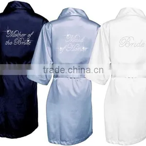 Custom Made Rhinestone Bride Robes Long Nightgown Satin Robes 51308 thumbnail-1
