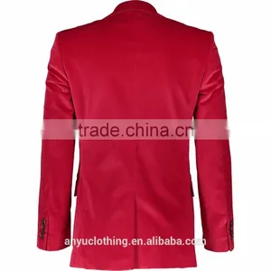 2017 Fashion Premium Quality Red Velvet Slim Fit Blazer for Men thumbnail-2