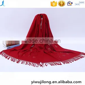 Classic Jacquard Cashmere Hollow Out Design Acrylic Long Lady Scarf thumbnail-1