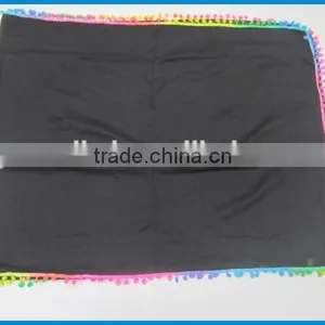 Turkey Hot Selling Lady's Fashion Long Plain Color Scarf With Rainbow Ball thumbnail-3