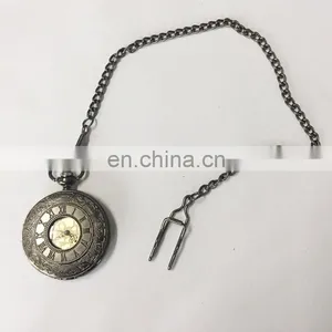 Wholesale Retro Men Antique Silver Brass Gun Metal Pocket Watch thumbnail-1