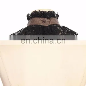 Steampunk Laced Jabot With Gear Decorations on a Choker-collar With a Real Clock thumbnail-2