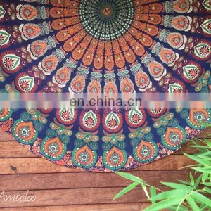72" Indian Roundie COR Yoga Mat Mandala Hippie Tapestry Beach Throw Towel Yoga Bohemian Art thumbnail-1