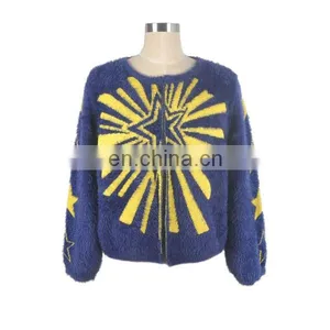 2016 New Spring Star Printed Cardigan For Women Feather Yard Knit Fabric thumbnail-1
