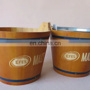 Hot Selling Personalized Plastic Custom Ice Bucket With Wood Top thumbnail-3
