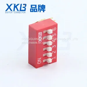 Red Blue Color Bent Foot Type 6P Dip Switch thumbnail-1