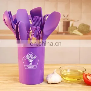 Kitchen Utensils Set 12 Pcs Silicone Non-stick Cooking Utensils Set Beech Handle Kitchenware Set thumbnail-3