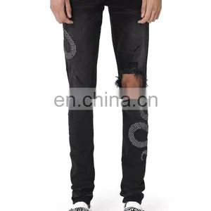 DiZNEW STRIPED MENS DENIM CUSTOM LOGO PANTS JEANS FOR MEN thumbnail-3