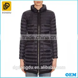 Fashion Black Color Long Duck Down Jacket Coat Without Hood thumbnail-1