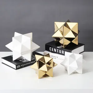 Irregularity Nordic Style Geometrical Gold Black White Five-Pointed Star Ceramic Art Decor thumbnail-3