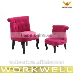 WorkWell Classic Velvet Fabric Children Chair With Wood Legs Kw-D4040-1 thumbnail-1