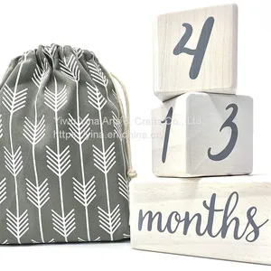 Wood Milestone Age Blocks, Baby Age Photo Blocks Baby Shower Gift and Keepsake thumbnail-1