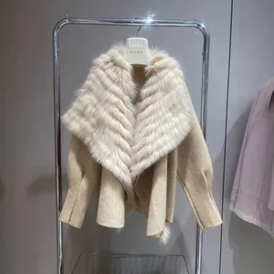 Gentle Jiangnan Beauty Fox Fur Collar Knitted Cardigan Sweater Fur Fur Coat Women Medium-length Style thumbnail-2