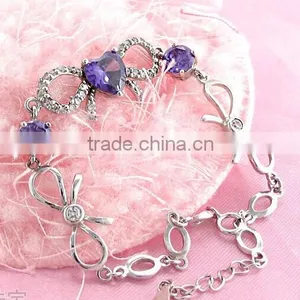2014 Fashion Austrian 925 Sterling Silver Bowknot Luxury Zircon Bracelet for Women thumbnail-1
