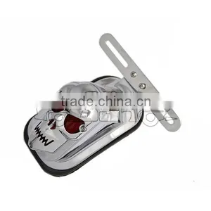 BJ-3118B-B High Quality Chrome Aluminum Skull License Plate for Motorcycles Harley thumbnail-1