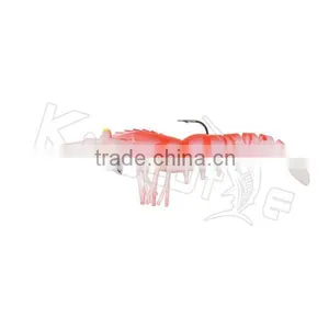 CHS007 Popular TPR Material Soft Shrimp Fishing Lure VMC Hook Lumo Eyes thumbnail-1