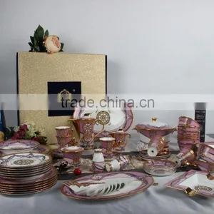 Best Quality Handmade Pottery Gold Rim Dinnerware Set for Italian Porcelain Dinnerware thumbnail-6