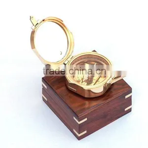 Nautical Solid Brass Compass Pocket Compass With Rosewood Box 13431 thumbnail-6