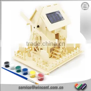Windmill DIY Painting 3D Solar Powered Wooden Puzzle Toy thumbnail-1