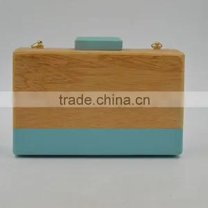 New Fashion Women Wooden Bag Box Bags Female Wood Clutch Bag Ladies Handbag Small Day Clutch Hollow Out Evening Bags thumbnail-2